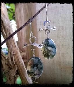 Moss agate earrings