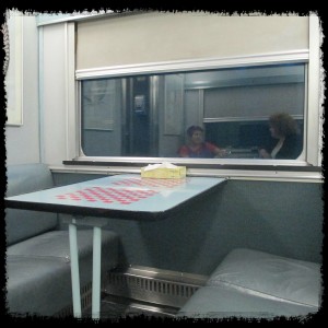 Boulevard of Broken Dreams-style photo of our last night on the train... Happily our dreams aren't broken!