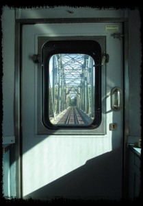 Train on a bridge