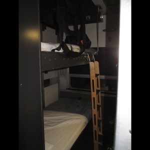 The cabin with the bunks down - no room to photograph it more clearly!