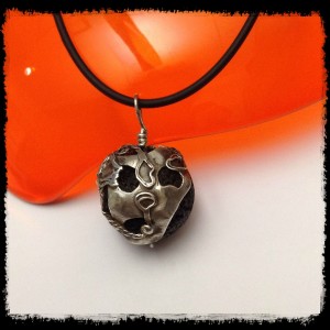 Lava and sterling silver pendant